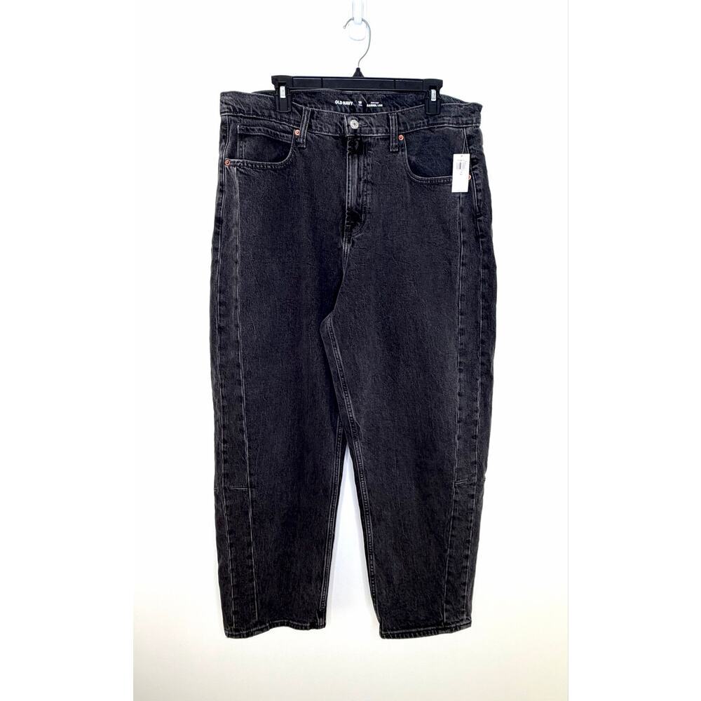 Old Navy High Waisted Barrel Ankle Jeans Sz 16 Tall Gray Wash Modern Relaxed NWT - Picture 2 of 10